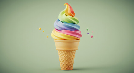 Rainbow Swirl Soft Serve Ice Cream Cone A Delightful Summer Treat