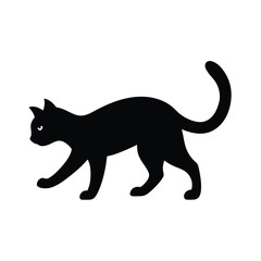 Minimalist Cat Action Black Vector Silhouette