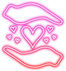 Neon Hand Sign Language Icon