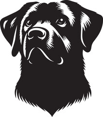 Black & White Silhouette Dog Vector | High-Quality Canine Clipart Design