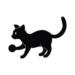 Minimalist Generic Kitten Black Vector Silhouette