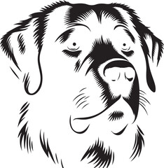 Black & White Silhouette Dog Vector | High-Quality Canine Clipart Design