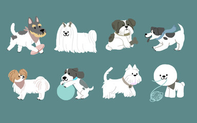 Pink White Cute Dog Illustrations Wraparound Mug 