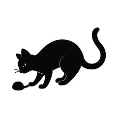 Simple Cat Action Minimalist Black Vector Silhouette