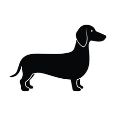 Simple Dachshund Minimalist Black Vector Silhouette