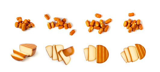 Smoked Round Cheese Isolated, Camel Milk Cheese, Mountain Snack, Sheep Milk Product on White