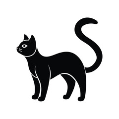 Simple Elegant Cat Minimalist Black Vector Silhouette