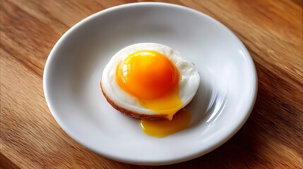 Sunny-Side-Up Egg on a White Plate