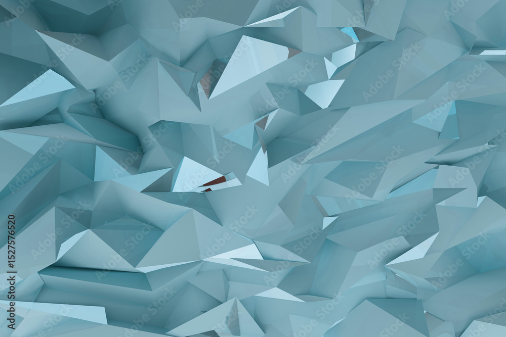 Poster cold blue abstract geometric 3d background with polygonal shapes. 3d rendering pattern for tech-them