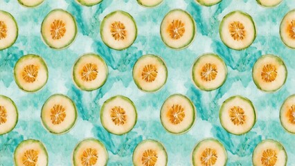 seamless watercolor pattern with melon
