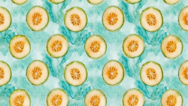 seamless watercolor pattern with melon