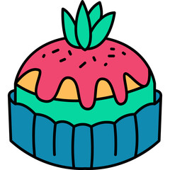 Apam Balik Icon in Color Line Vector Style, Malaysian Apam Balik Pancake