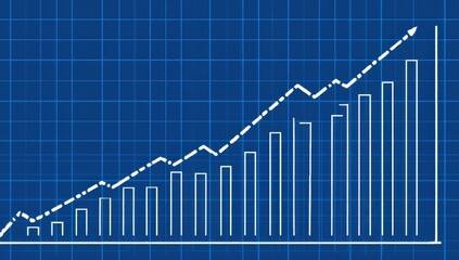 Graph of increasing bar chart on grid background