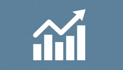 White chart graphic showing upward trend on a muted blue background