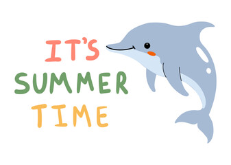 Celebrate summer with a cheerful dolphin and vibrant colors representing joy and warmth in a fun design