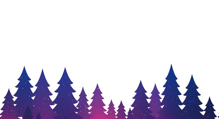 Obraz premium Majestic Purple and Blue Forest Silhouette Winter Wonderland Design Element
