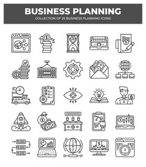 Collection of 25 Business Planning Icons: Strategy. Management. and Growth