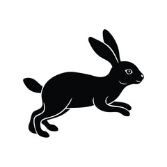 Rabbit Hopping Vector Silhouette