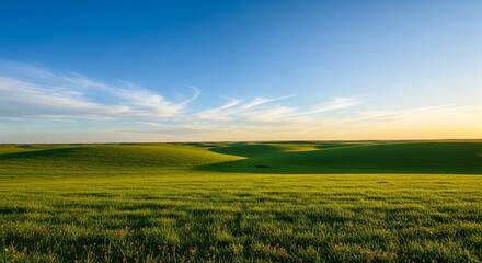 Obraz premium Serene Golden Hour over a Vast Meadow