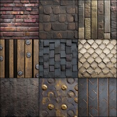 Nine textured surfaces collage