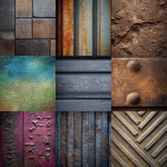 Nine textured squares, showing various materials