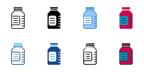 Drug bottle icon set multiple style collection 
