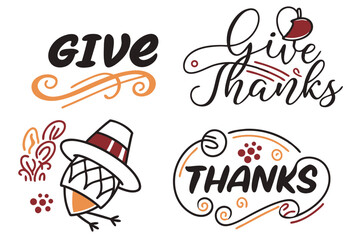 Thanksgiving clipart set give thanks designs
