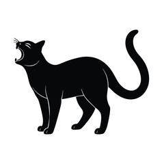Simple Cat Action Minimalist Black Vector Silhouette