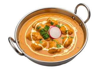 Isolated Butter Chicken Curry with Garnish Delicious Indian Dish