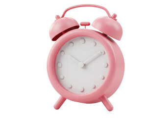 Isolated Pink Alarm Clock Time Reminder Cute