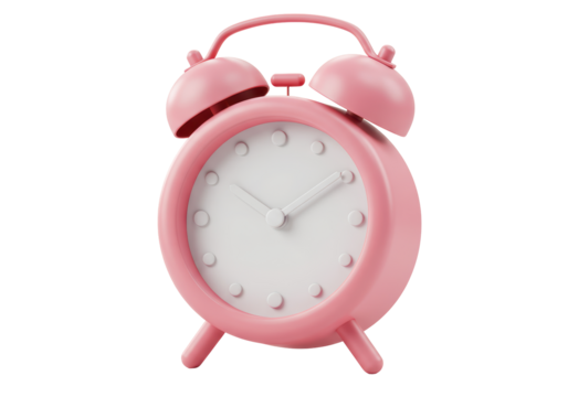 Isolated Pink Alarm Clock Time Reminder Cute