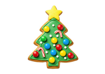 Isolated Decorated Christmas Tree Gingerbread Cookie
