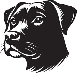 Black & White Silhouette Dog Vector | High-Quality Canine Clipart Design