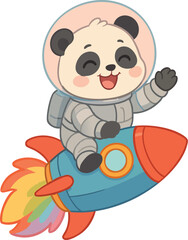 Astronaut Panda on Rocket