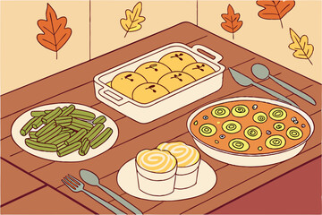 Autumnal thanksgiving dinner table setting