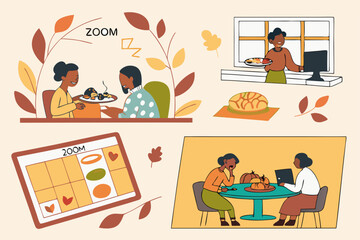 Virtual thanksgiving celebrating autumn traditions online