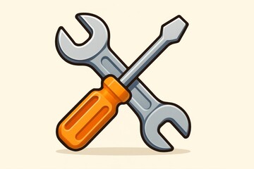 Wrench and Screwdriver Crossed for Tooling Illustration