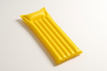 Yellow Inflatable Raft Lounger Floating on White Background