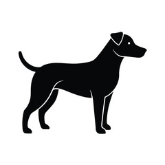 Simple Mixed Breed Dog Minimalist Black Vector Silhouette