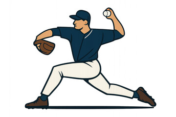 Obraz premium Baseball player throwing ball in action pose, isolated on transparent background.