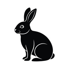 Simple Rabbit Minimalist Black Vector Silhouette
