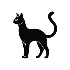 Simple Siamese Cat Minimalist Black Vector Silhouette