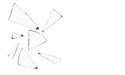 pointed shards of glass lying in a jumble, isolated on a white background, room for text