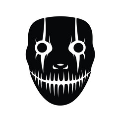 Scary human cranium illustration: a black and white vector symbol of death and danger, perfect for Halloween art or a tattoo