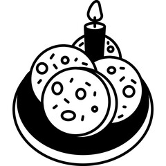 Kue Putri Salju Icon in Glyph Vector Style, Indonesian Snow Princess Cookies