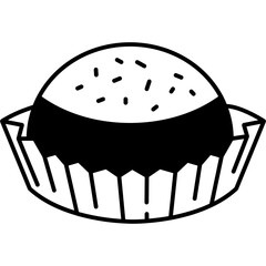Mochi Icon in Glyph Vector Style, Japanese Mochi Rice Cake Birthday Snack