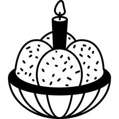 Onde-Onde Icon in Glyph Vector Style, Indonesian Onde-Onde Glutinous Rice Ball