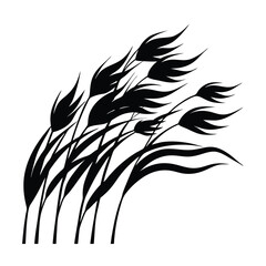 Tall Grass Blowing Wind Vector Illustration