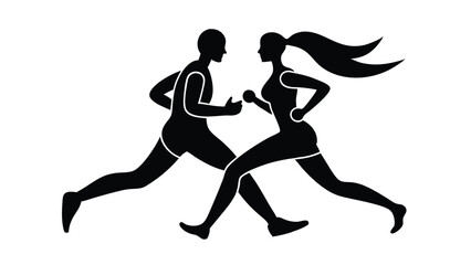 runners  crossing vector illustration