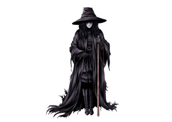 Fototapeta premium black halloween witch isolated on white or transparent png